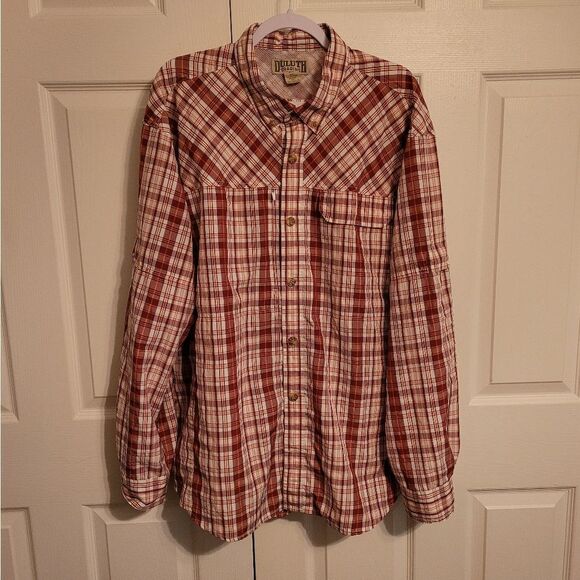 Duluth Mens Vented Roll Tab Long Sleeve Button Down 2XL Fishing Outdoor Plaid - Picture 1 of 6